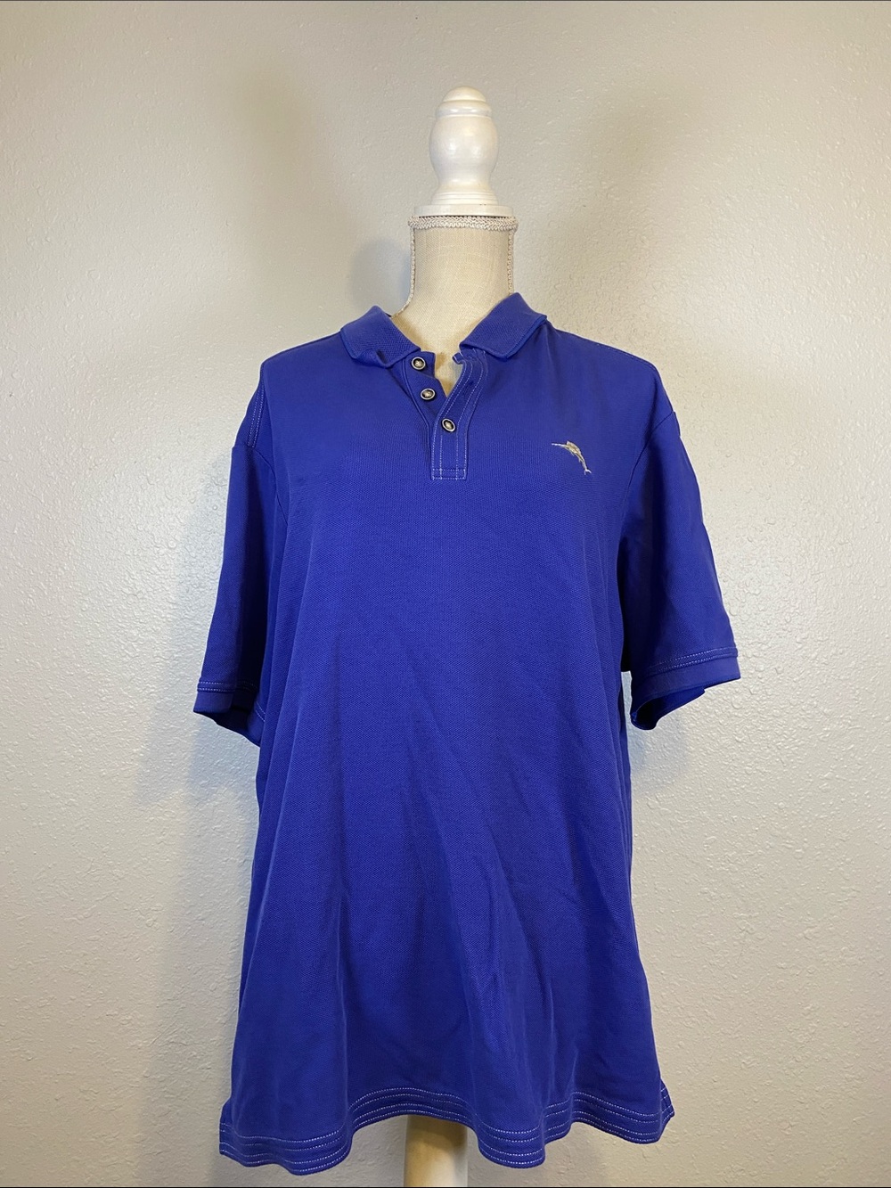 Tommy Bahama Blue Supima Cotton Short Sleeve Lightweight Polo Shirt Size XL